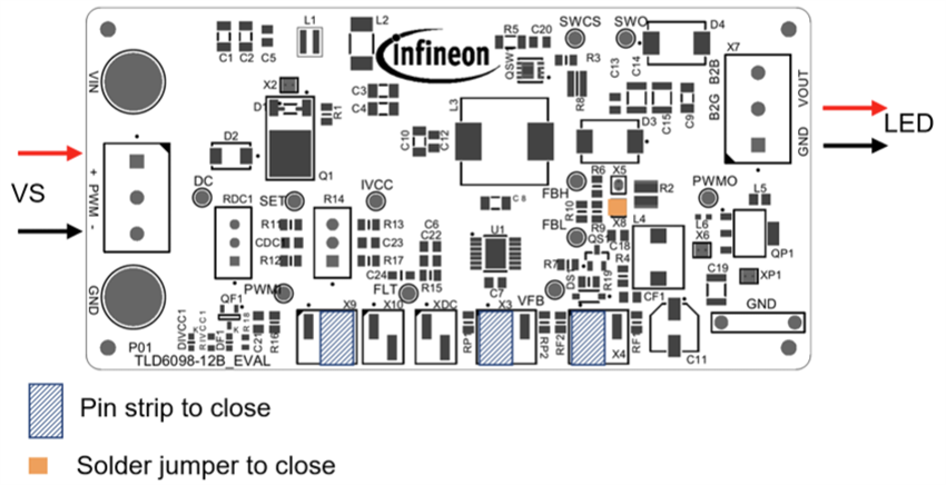 Location Circuit - Infineon Technologies TLD6098-12B_EVAL Boost LED Driver PCB Board